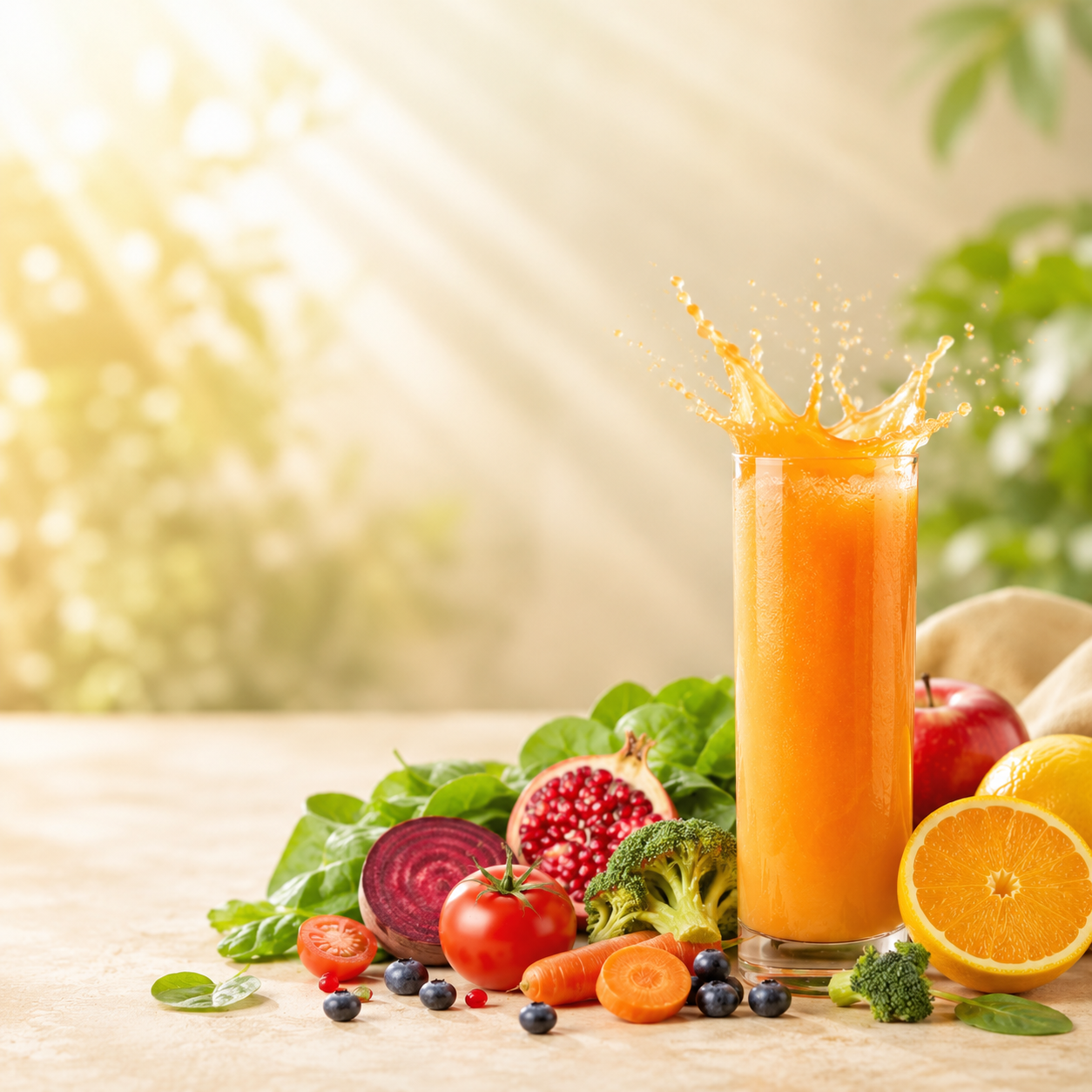 FitLine PowerCocktail with fresh fruits and vegetables